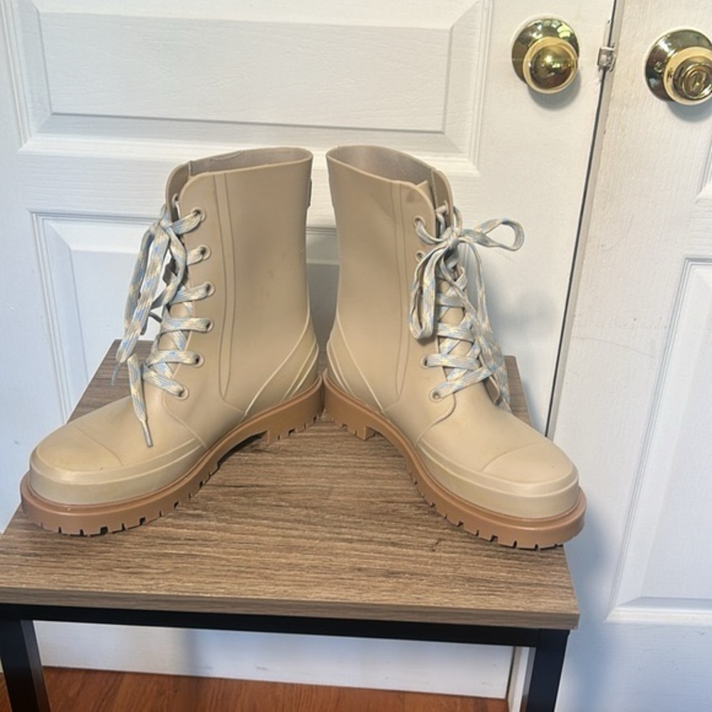 COUGAR MADRID WOMEN RUBBER RAI BOOTS IN DARK CREAM MID HIGH SIZE 8 - Picture 6 of 10